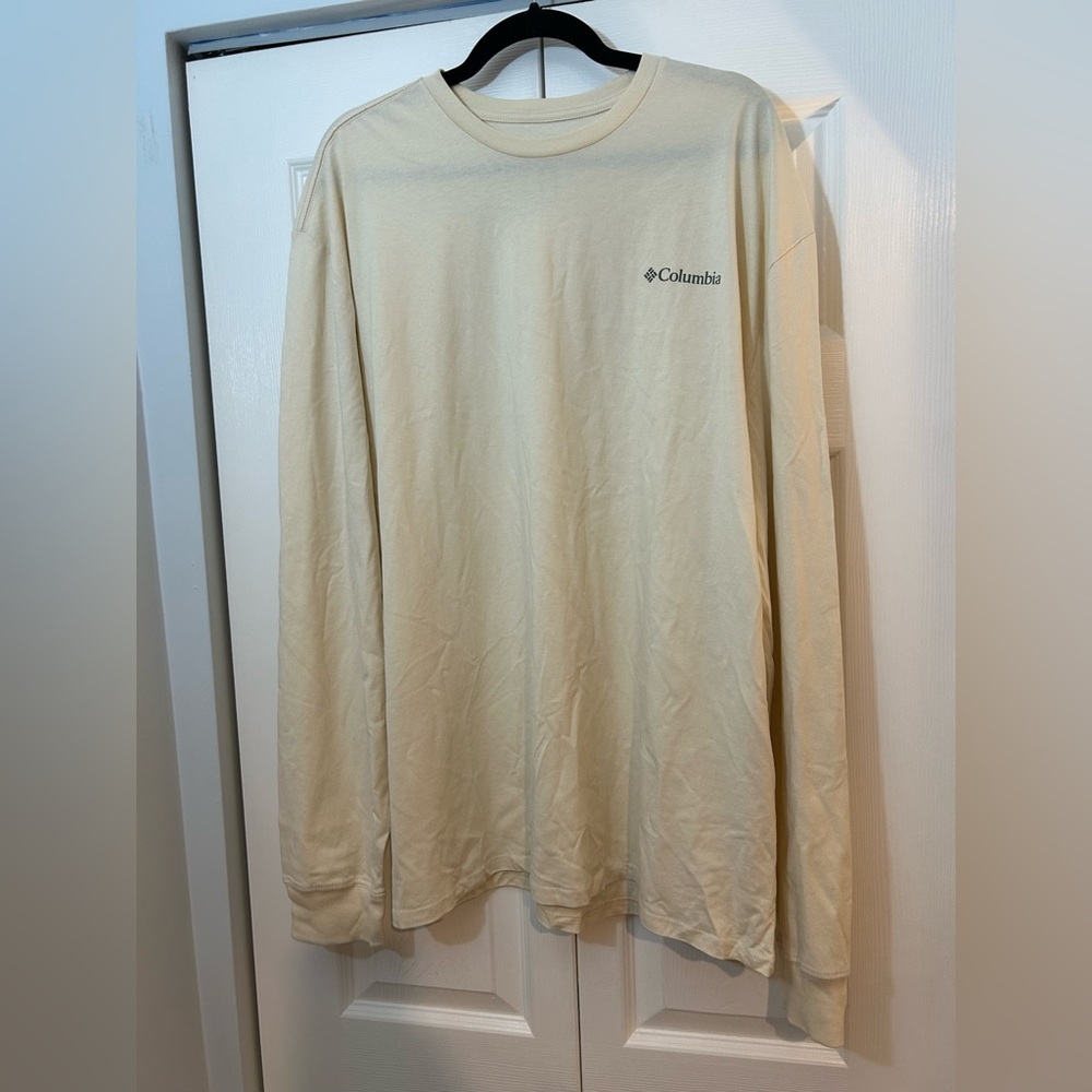 Columbia Long Sleeve Shirt Mens XXL Beige Graphic Logo Tee NWT Outdoor Casual